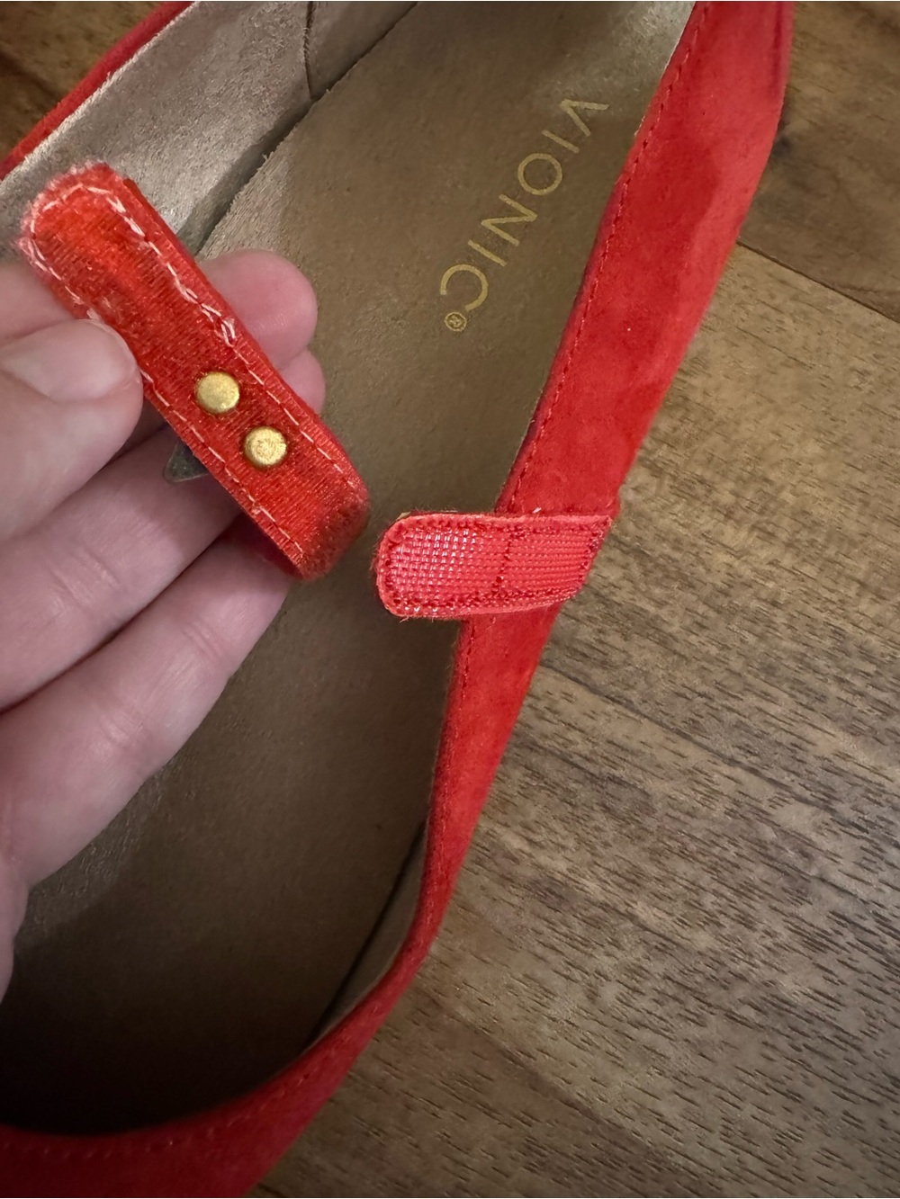 Vionic Red Suede Mary Jane Flats Women’s Size 8.5 Dorothy Costume Shoes - Picture 8 of 9